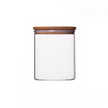 wide mouth straight kitchen empty tea food bamboo lid storage glass jars BJ-123A